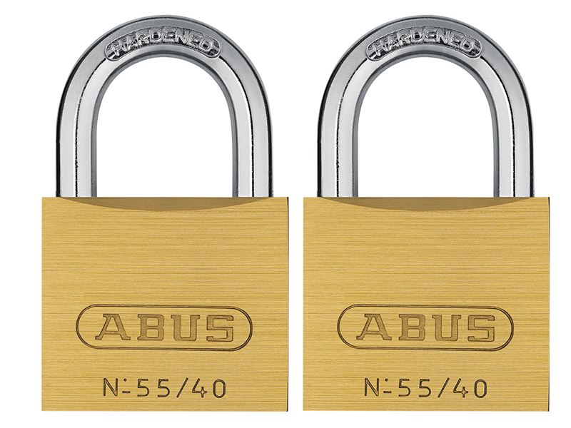 ABUS 55/40mm Brass Padlocks Twin Pack, Security Level 4