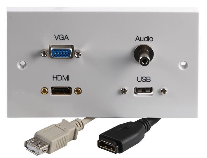 PRO SIGNAL - Plaque murale multimédia 2 places avec HDMI, VGA, Audio et USB
