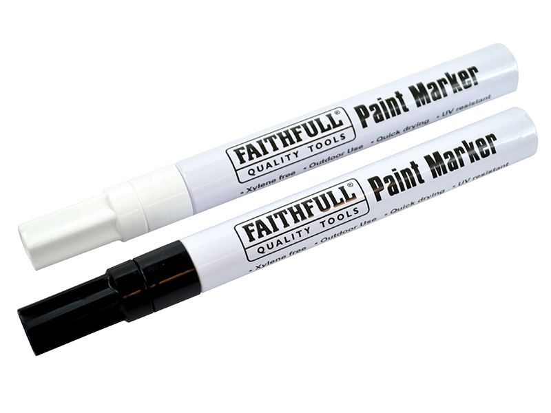 Faithfull Black & White Paint Marker Pens (Pack of 2)