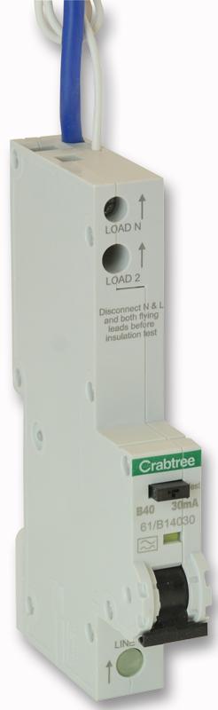 CRABTREE Starbreaker - Disjoncteur différentiel unipolaire 40A 30mA, Type B