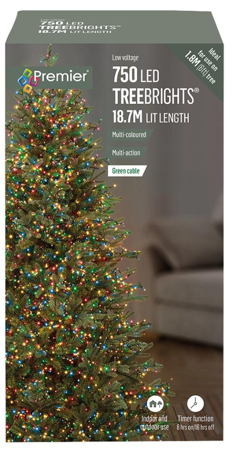 Raraion 750 LED Multicolour Christmas Tree Lights with Timer, 18.7m