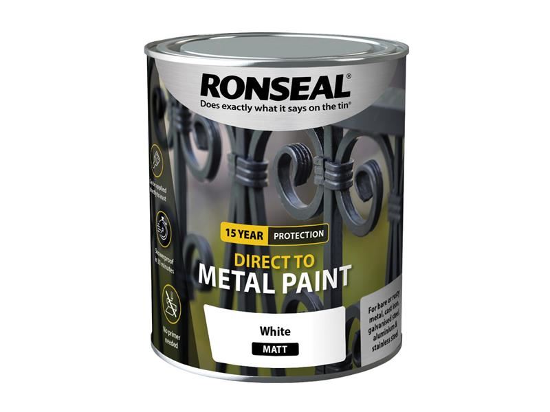 Ronseal Direct to Metal Verf - Wit Matt, 750ml