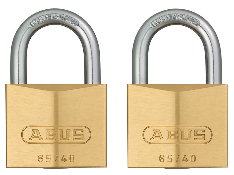 ABUS 65/40mm Brass Padlock Twin Pack