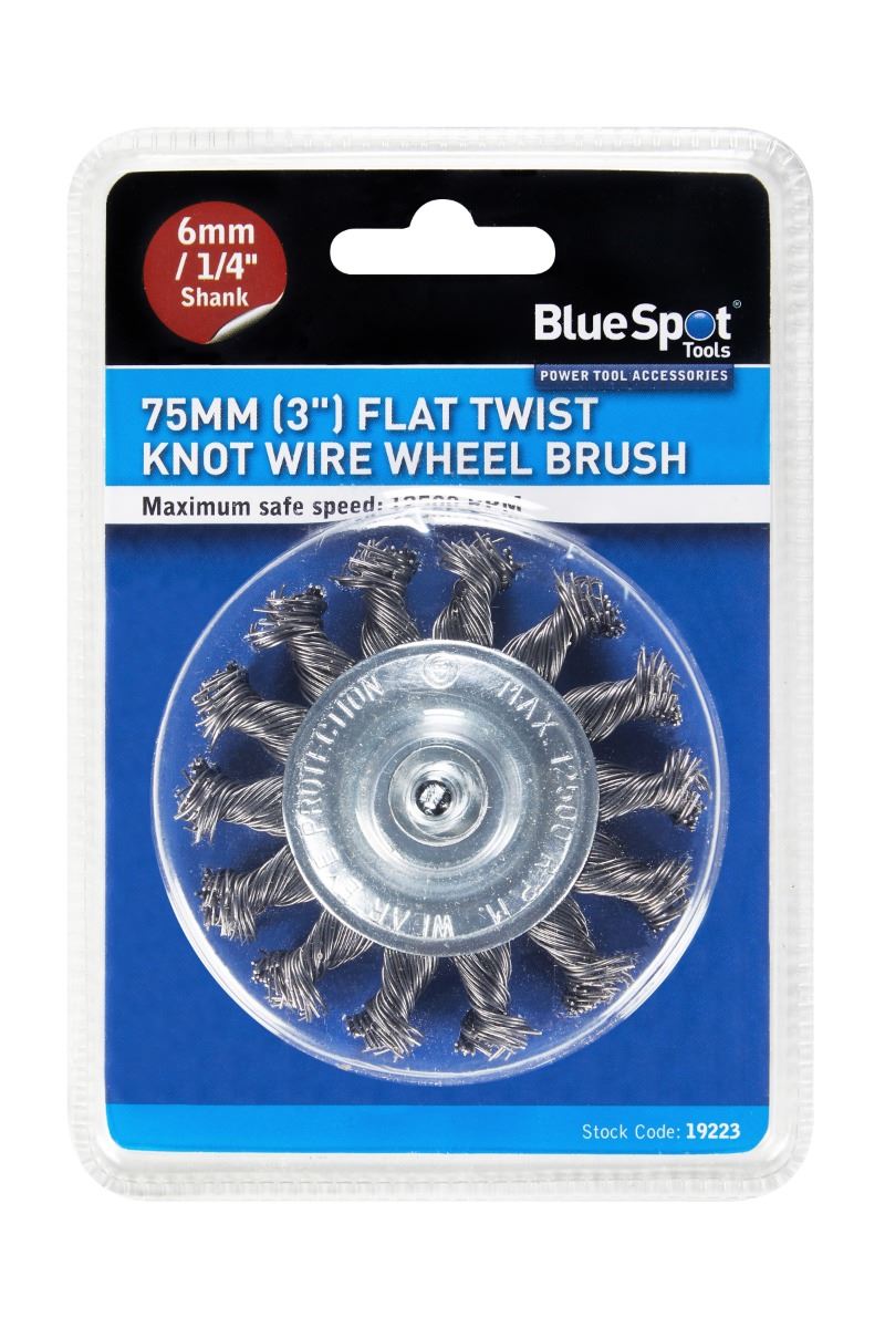 Blue Spot Tools Spazzola a Filo in Acciaio a Nodo Piatto da 75mm