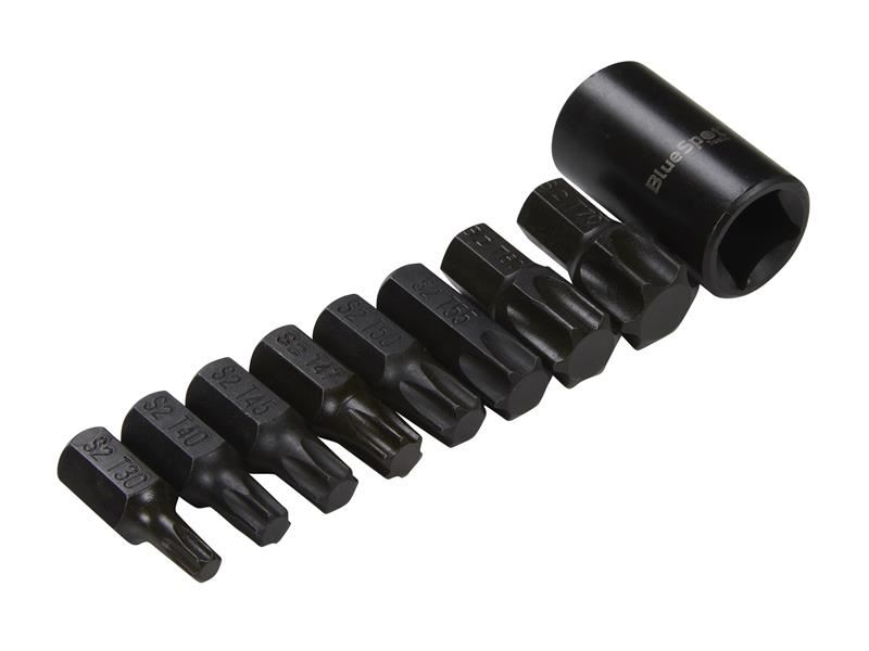 BlueSpot Tools 1/2in Impact TORX Bit Set, 9-Piece, S2 Steel