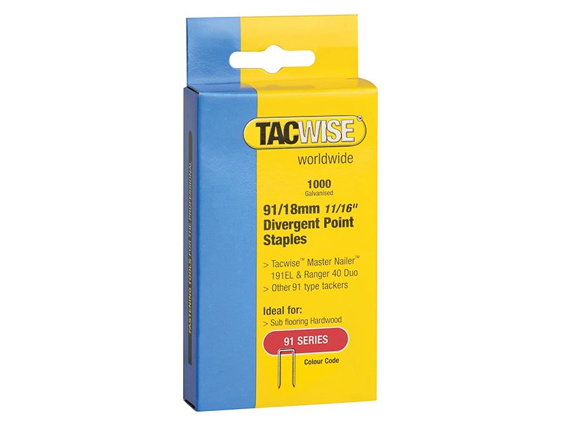 Tacwise Punti Divergenti Chiodi a Corona Stretta 91, 18mm (Confezione da 1000)