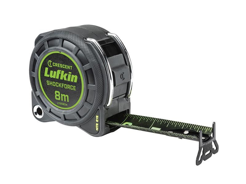 Crescent Lufkin Cinta Métrica Shockforce Night Eye de 8m x 30mm Doble Cara