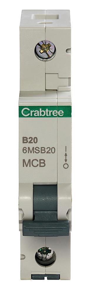 Disjoncteur unipolaire CRABTREE Loadstar 20A, Courbe B, 6kA