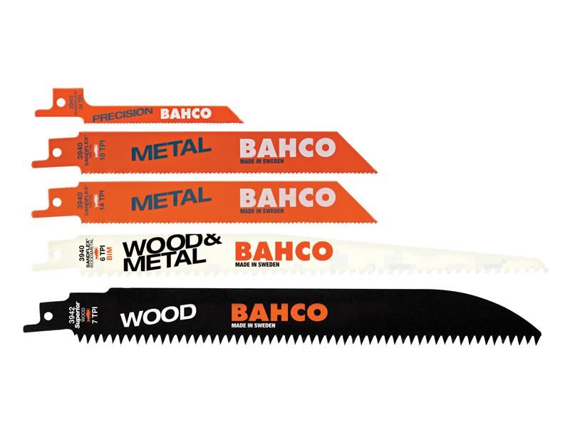 Juego de Hojas para Sierra de Sable Bahco, 5 Piezas, Bi-Metal y HCS