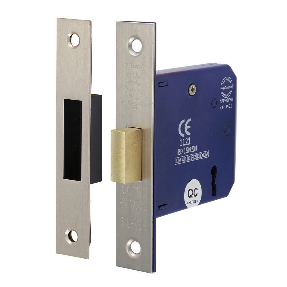 Timco 3 Lever Deadlock, Satin Nickel, 78mm Case, 58mm Backset