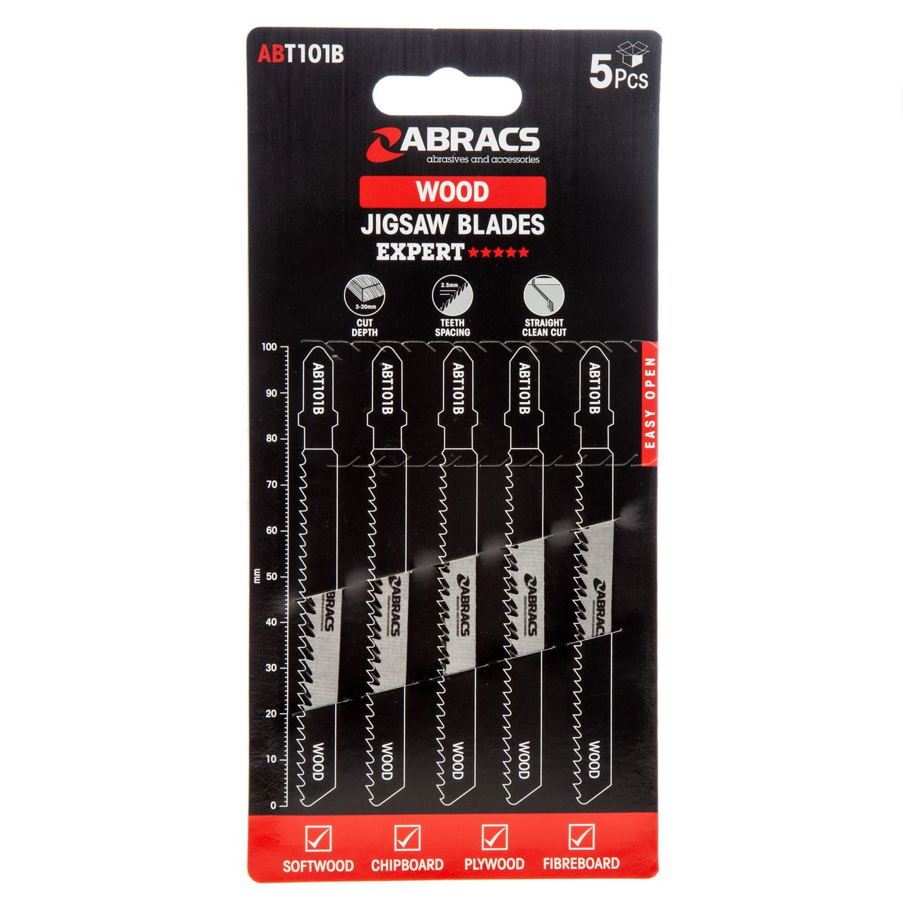 Abracs ABT101B Decoupeerzaagbladen voor Hout, 5-delig