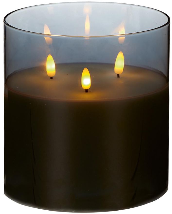 PREMIER - 15x15 cm graue Glaslampe mit dreifacher Flamme