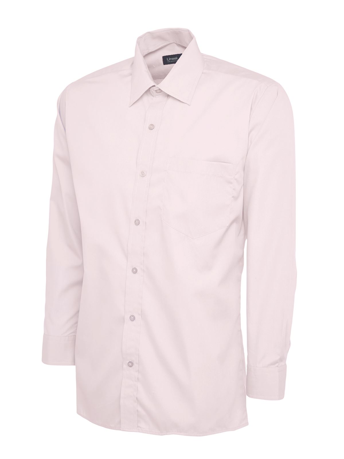 Uneek Men's Pink Poplin Shirt - Long Sleeve, Size 16.5