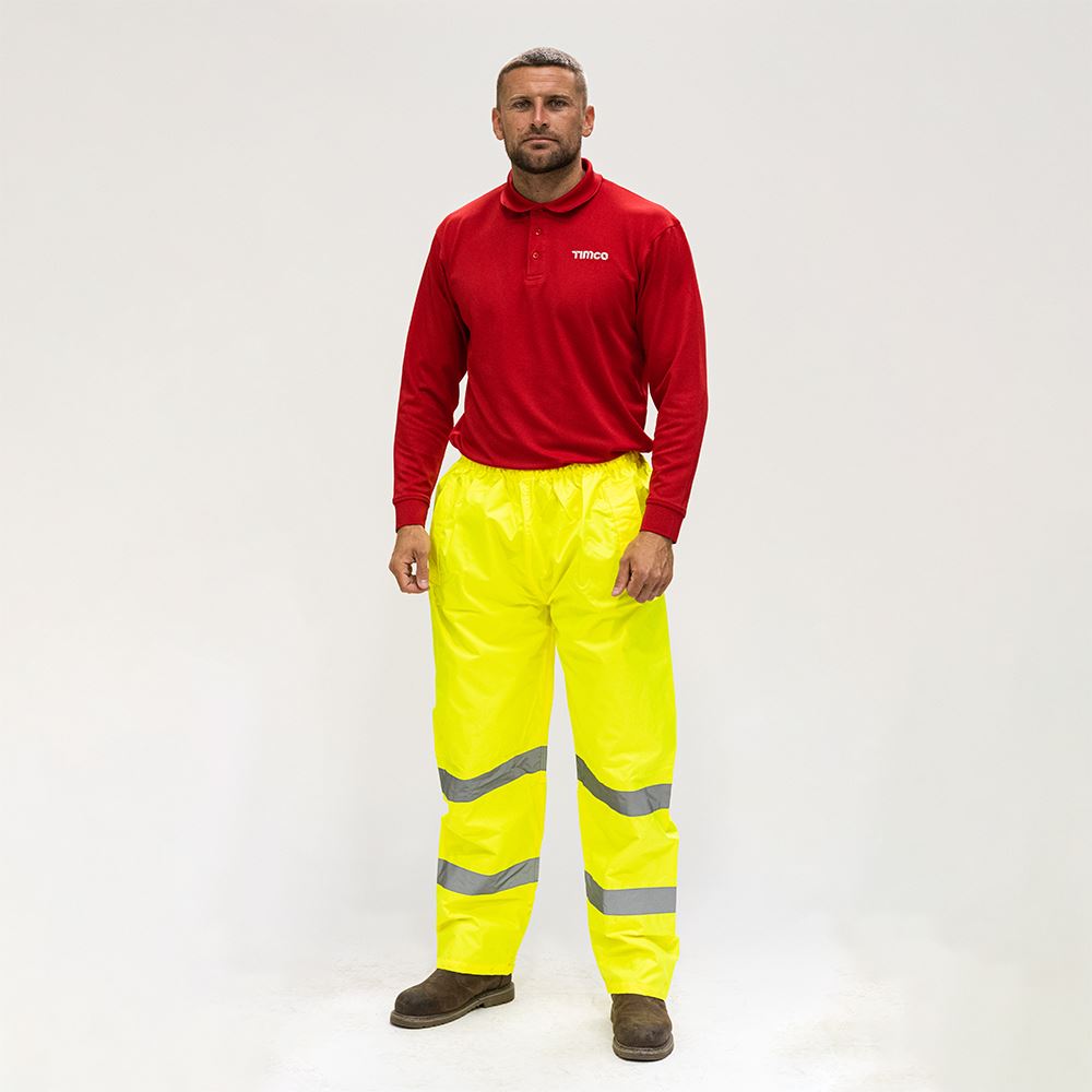 Timco Hi-Vis Elasticated Waist Trousers, Yellow, XX Large