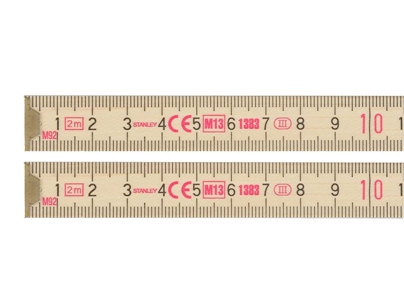 Mètre pliant en bois STANLEY 2m, bois dur avec joints en laiton