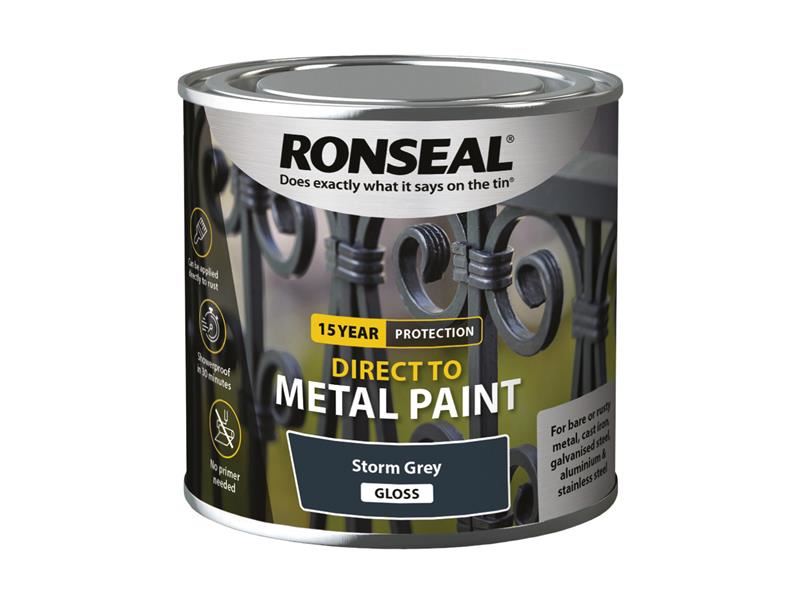 Ronseal Direct to Metal Paint, Storm Grey Gloss, 250ml