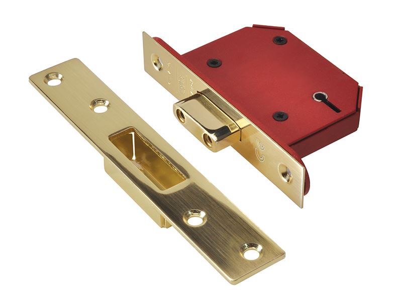 UNION StrongBOLT 2105S 5 Lever Mortice Deadlock, Polished Brass, 81mm
