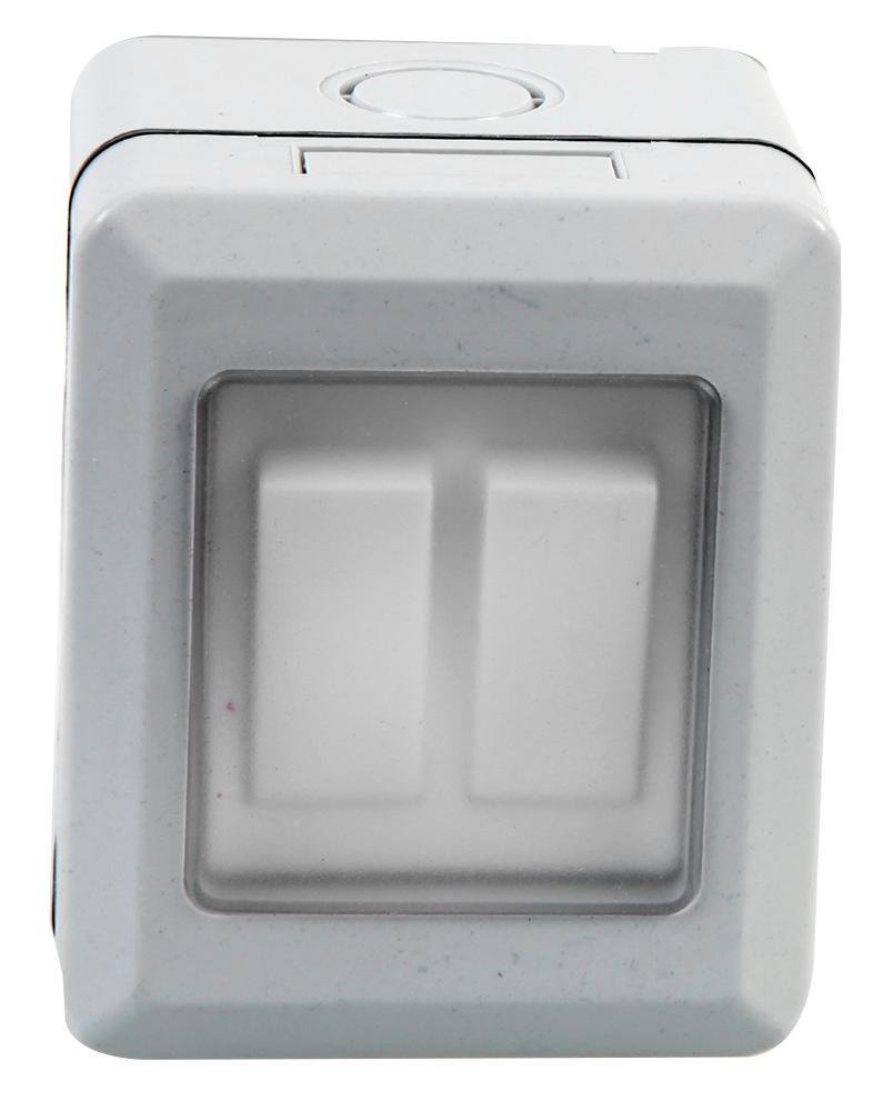 PRO ELEC 2-Gang 2-Weg Weerbestendige Schakelaar, IP55, 74x88x62mm