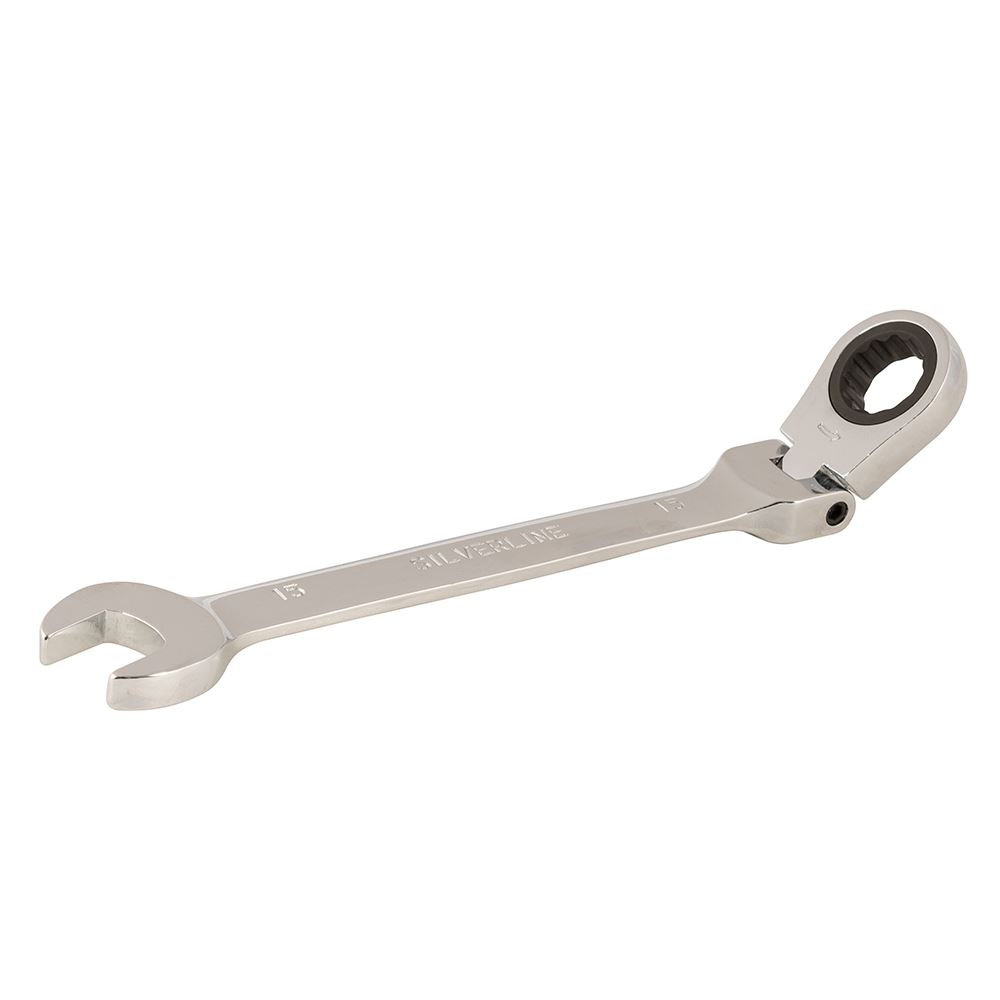 Silverline Flexible Head Ratchet Spanner - 15mm, Chrome Vanadium