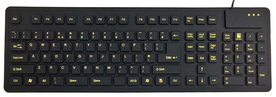 ACCURATUS Teclado Flexible Sellado IP54 USB y PS/2, Negro