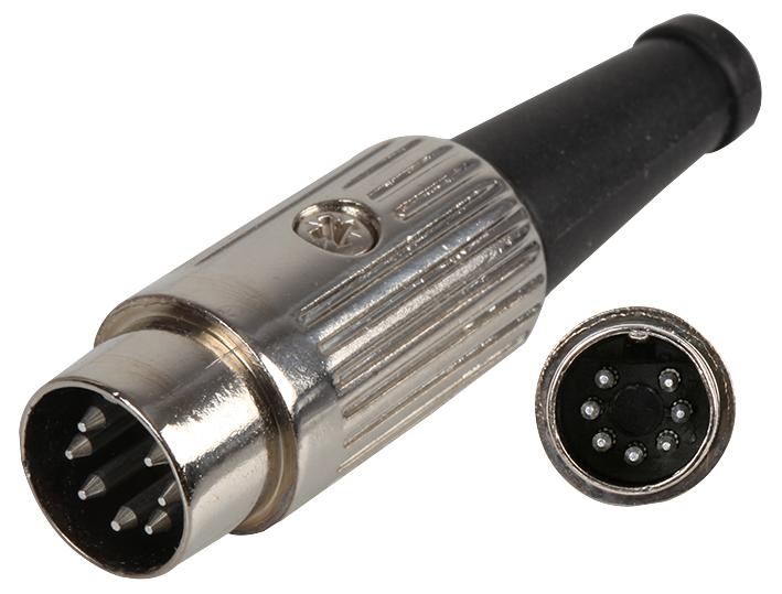 DELTRON 7-Pin Nickel DIN Plug, Silver Plated Contacts