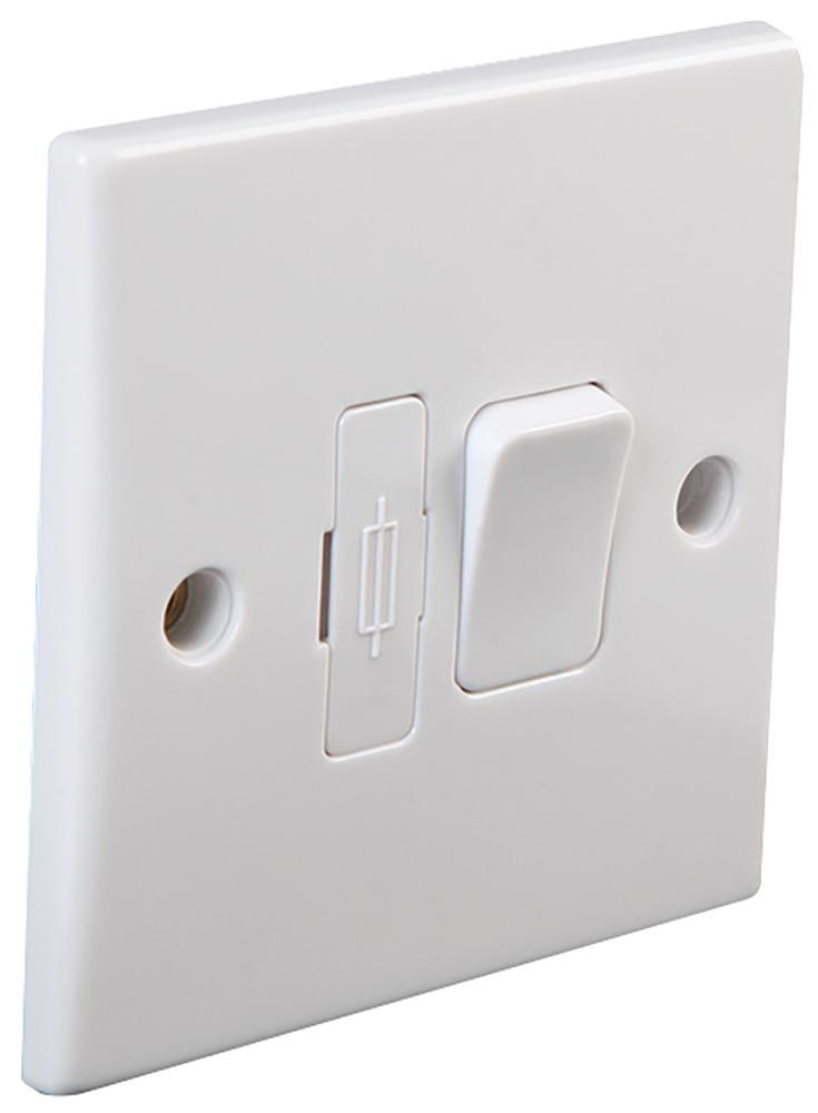 PRO ELEC 13A Schakelbare Aansluiting met Zekering, Wit