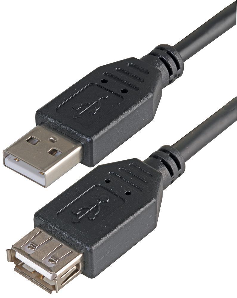 PRO SIGNAL 0.5m USB 2.0 A Male to Female Cable, Black