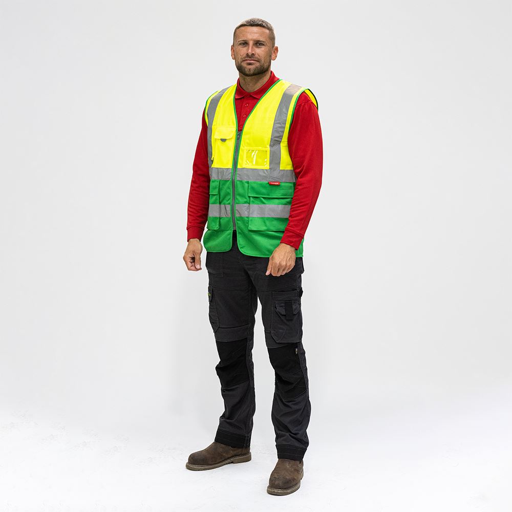 Timco Hi-Vis Executive Vest, Yellow & Green, Medium