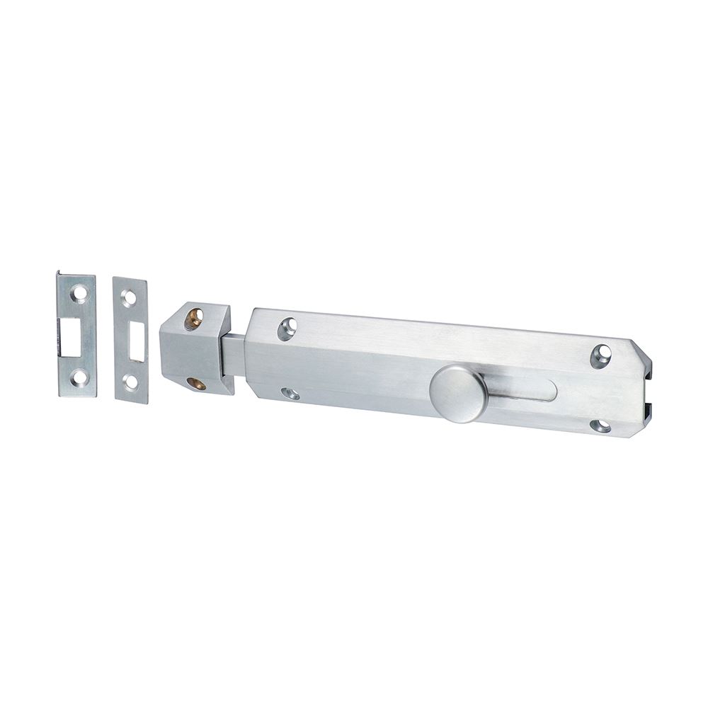 Verrou plat architectural Timco, finition satin chrome, 150 x 35mm