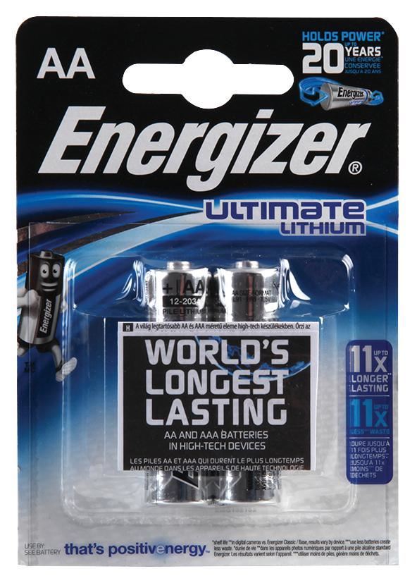 Energizer Ultimate Lithium AA Batteries, 2 Pack (1.5V)