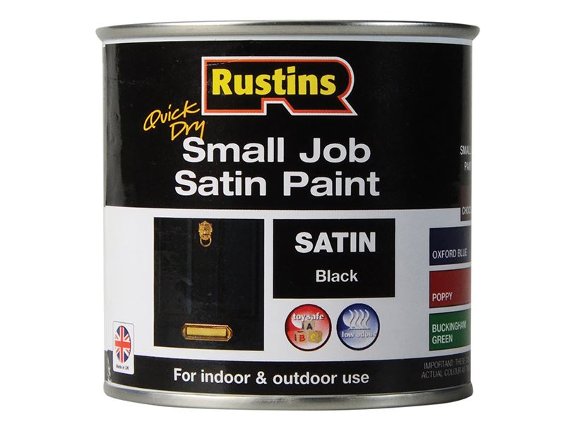 Rustins Quick Dry Satinschwarz Lack für kleine Projekte 250ml
