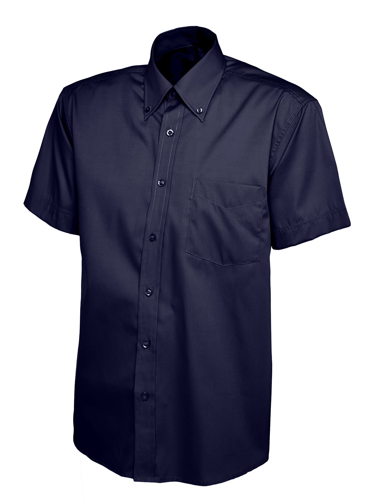 Uneek Men's Pinpoint Oxford Short Sleeve Shirt - Navy - Size 14.5
