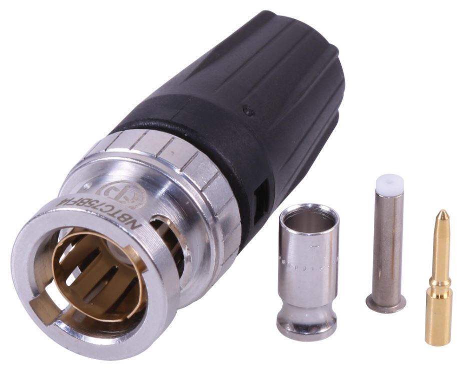 NEUTRIK Conector BNC de Crimpagem 75 Ohm para Cabos Belden 1520A, 1521A e 1522A