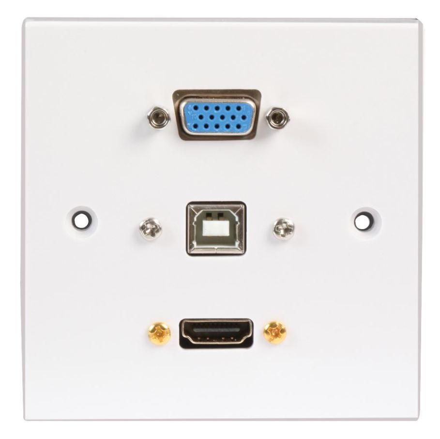 PRO SIGNAL Placa de Parede Multimédia 1-Gang com HDMI, VGA e USB B