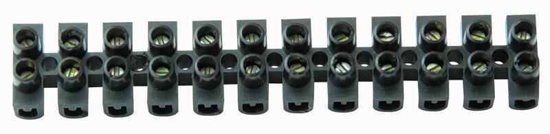 PRO POWER 12-Way Terminal Block, Black, 16A, 10 Pack