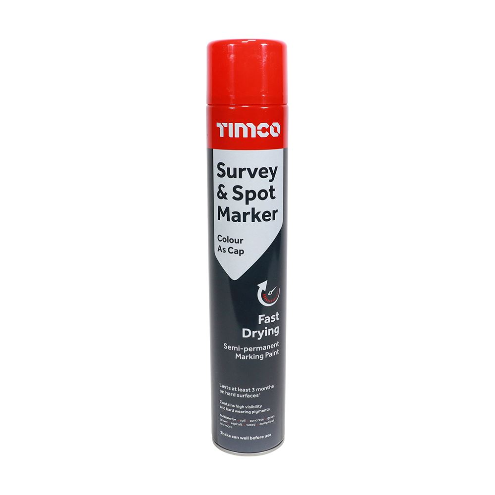 Timco Red Survey & Spot Marker Paint, 750ml