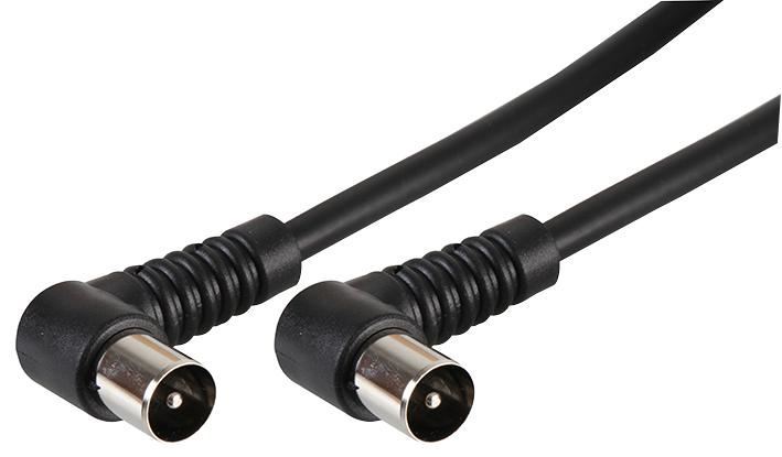 Cavo Antenna TV Pro Signal con Spine Coassiali a 90°, 2m, Nero