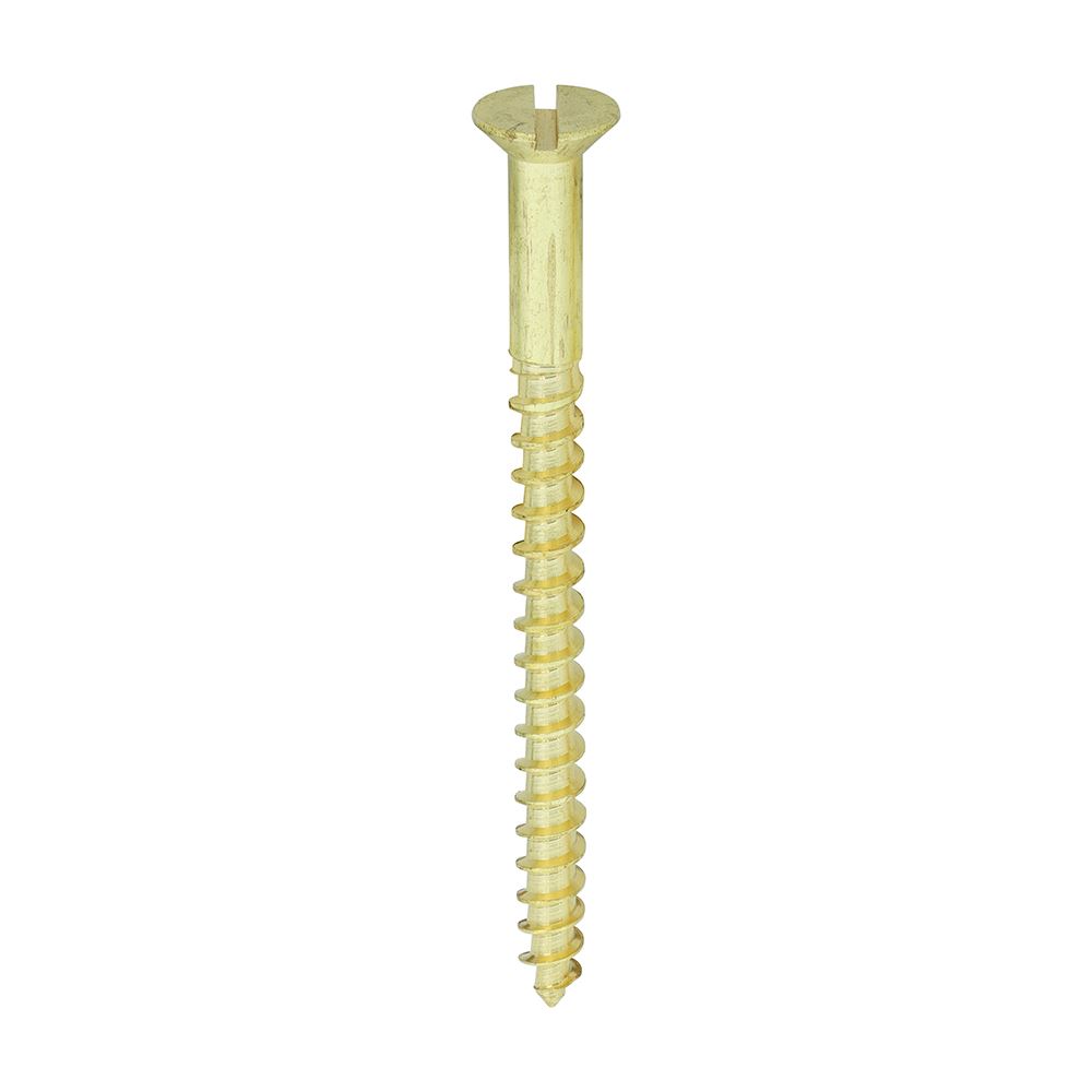 Timco Solid Brass Timber Screws, Slotted, Countersunk (10 x 2 1/2, 100pcs)