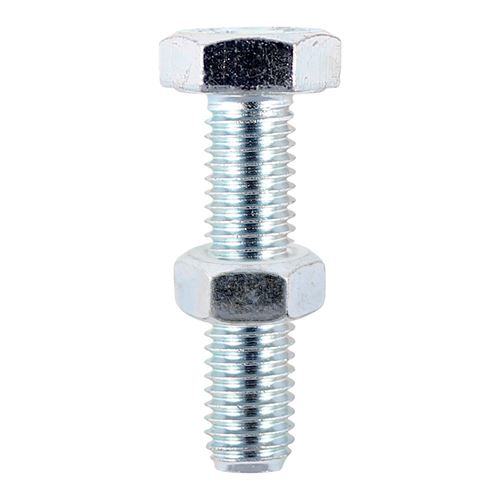 Timco M10 x 50mm Grade 8.8 Zinc Set Screws & Hex Nuts (25 Pack)