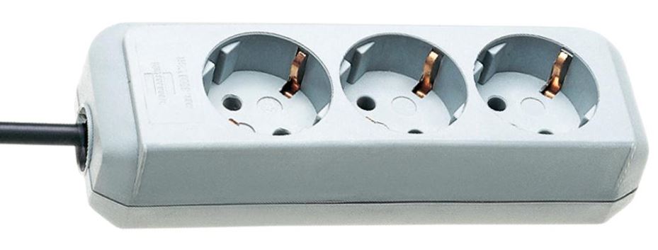 BRENNENSTUHL Eco-Line 3-Gang Euro Extension Lead, 1.5m, Light Grey