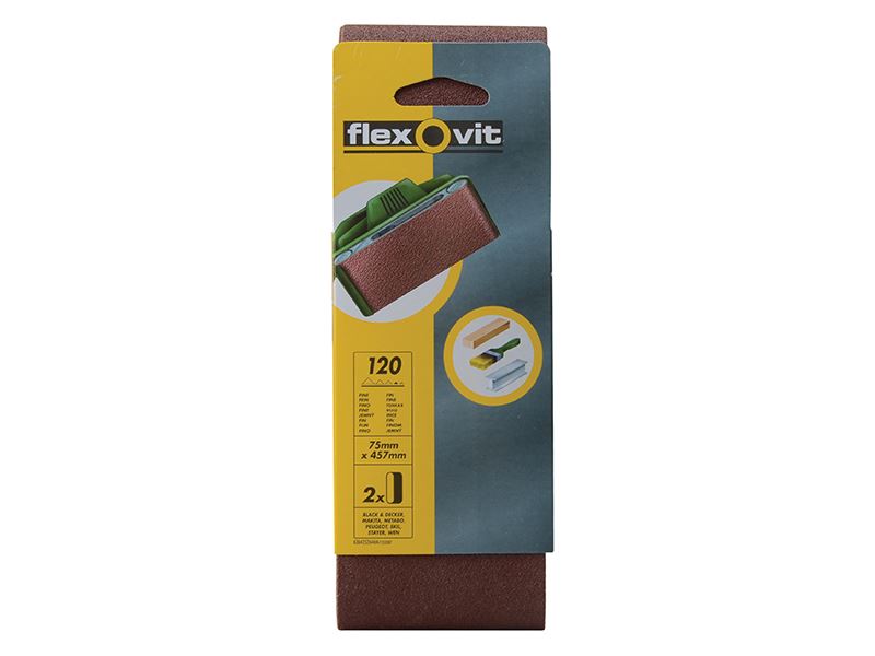 Flexovit - Tali Penggilap Kain 457 x 75mm Halus 120G (2 Keping)