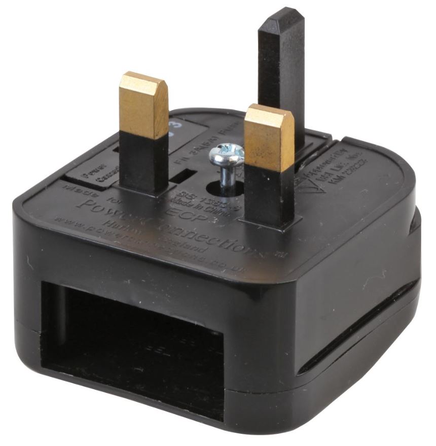 POWERCONNECTIONS Adaptador de Enchufe Europeo a UK, 3A, Negro