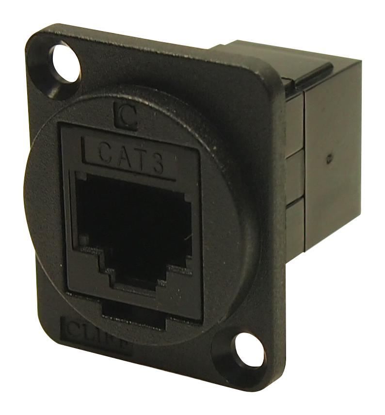 CLIFF FT Series Conector Panel Montaje RJ11 Pasamuros, Metal Negro