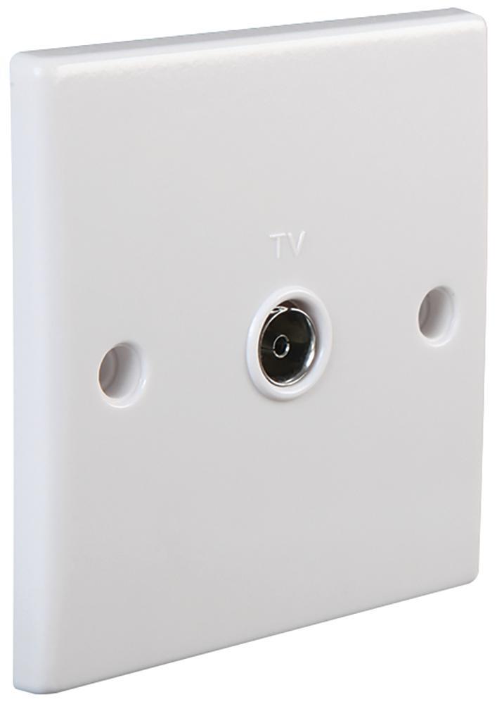 PRO ELEC שקע אנטנה עגול, לבן, 86x86 מ״מ