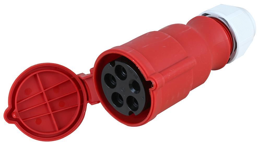 CEENORM 32A 3P+N+E Kabelmontage CEE-stopcontact, IP44, Rood