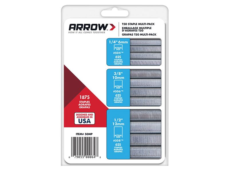 Arrow T50 Nieten Multiverpakking - 6mm, 10mm & 12mm (1875 stuks)