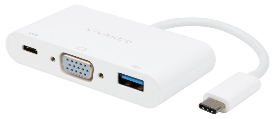 VIVANCO USB-C 3-in-1 VGA Display Adaptor with Power Delivery