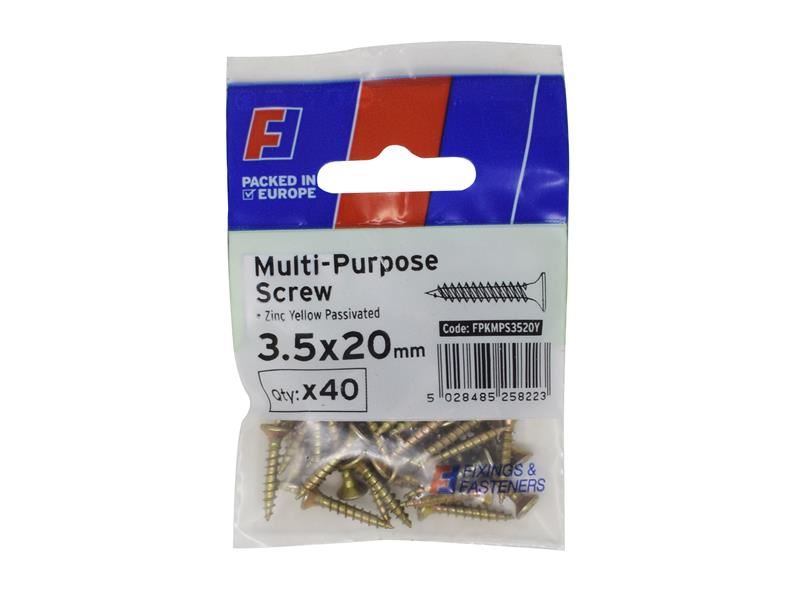 ForgeFix Skru Serba Guna Pozi CSK ST ZYP 3.5 x 20mm, Pek 40