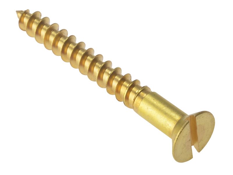 ForgeFix Slotted Countersunk Solid Brass Wood Screws 3in x 10 (Box of 100)