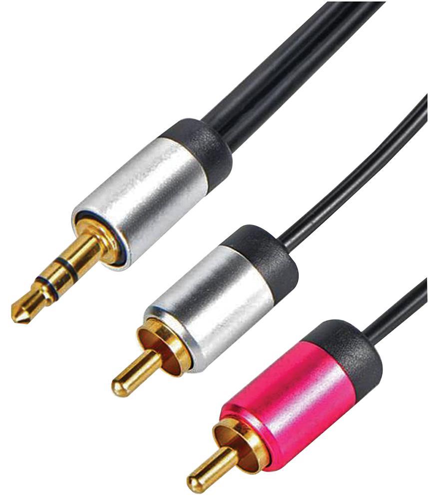 AV STAR Cable Audio 3.5mm Jack Estéreo a 2 RCA, 5m, Negro